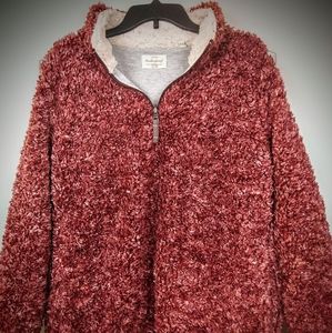 Fluffy partial zip sweater